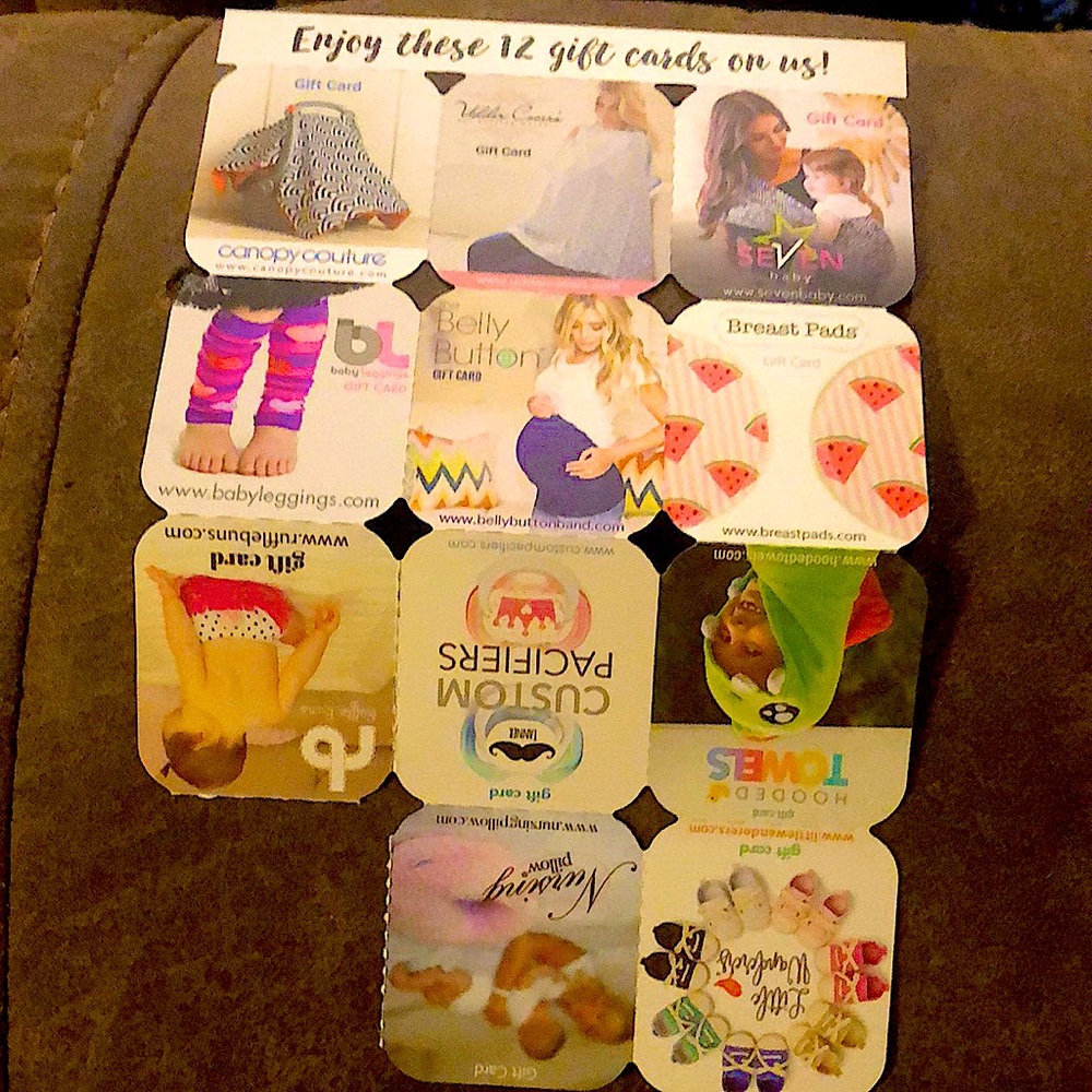 Sheet of 11 gift cards for mommy and baby